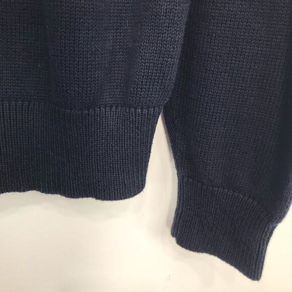 Banana Republic Factory Navy Blue 100% Cotton Quarter Button Pullover Sweater - Picture 7 of 16